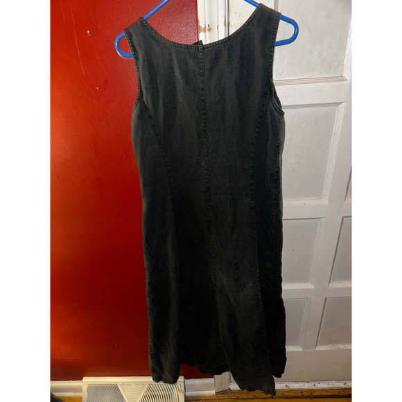 Vintage 90s Rafaella Black Linen Denim Button Front Maxi Dress Plus Size 14 - Picture 6 of 9